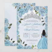 Princess Ball Blue Rozen Sweet 16 Birthday Invitat Kaart (Voorkant / Achterkant)