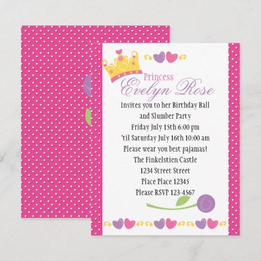 Princess Ball Kaart (Voorkant / Achterkant)