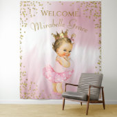 Princess Ballerina Baby shower Achtergrond Brunett Wandkleed (In situ)