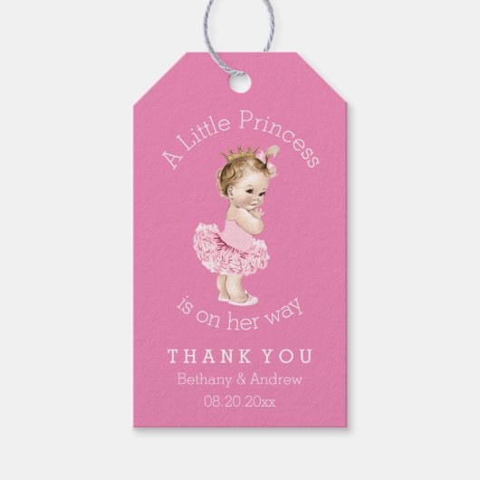 Princess Ballerina Baby shower Roze Gepersonalisee Cadeaulabel (Voorkant)