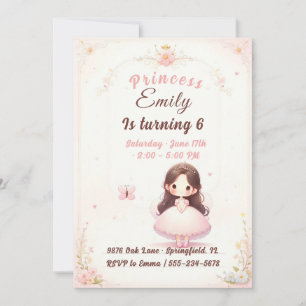 Princess Ballerina Birthday Invitation Kaart