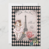 Princess Ballerina Eiffel Tower Baby shower Kaart (Voorkant)