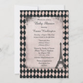 Princess Ballerina Eiffel Tower Baby shower Kaart (Achterkant)