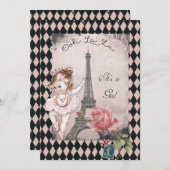 Princess Ballerina Eiffel Tower Baby shower Kaart (Voorkant / Achterkant)