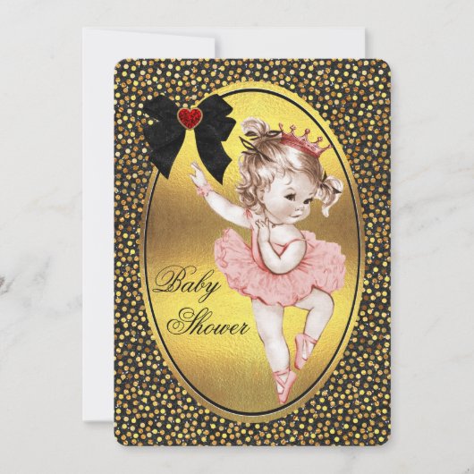 Princess Ballerina Faux Bow Folie & Glitter Shower Kaart (Voorkant)
