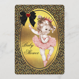 Princess Ballerina Faux Bow Folie & Glitter Shower Kaart