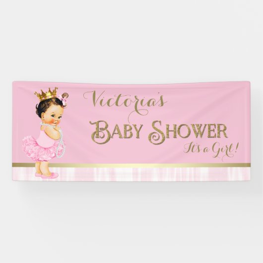 Princess Ballerina Tutu Pearl Baby shower Spandoek (Horizontaal)