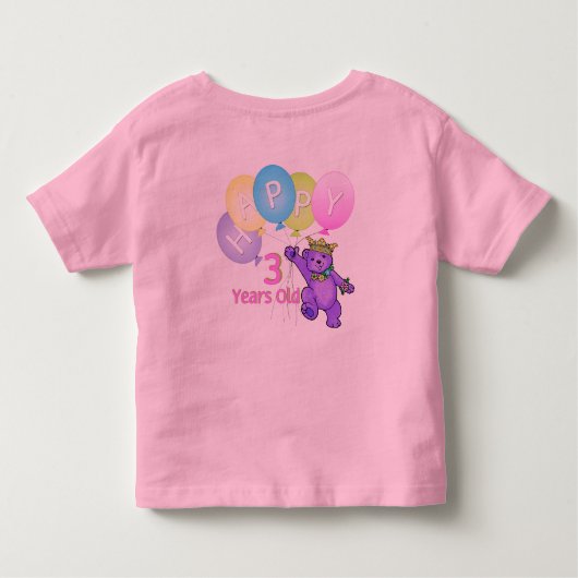 Princess Bears 3rd Birthday Custom Name Kinder Shirts (Achterkant)