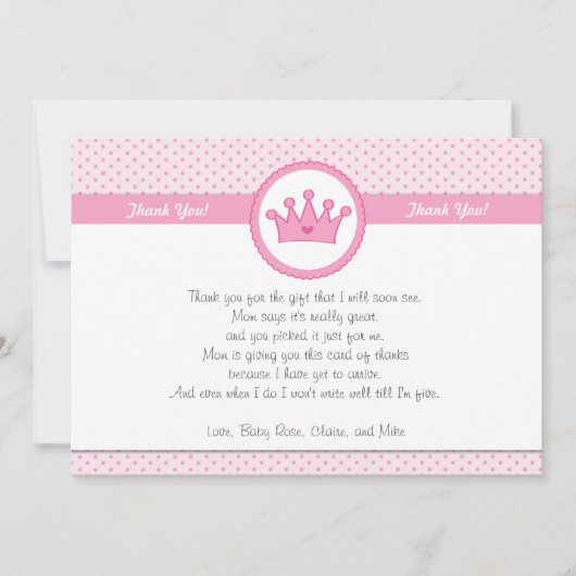 Princess Bedankt voor je kaartje Opmerking (Voorkant)