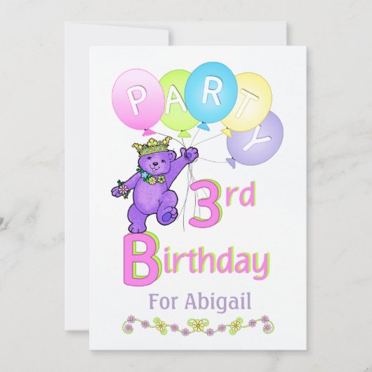 Princess Beer 3rd Birthday Party Custom Name Kaart (Voorkant)
