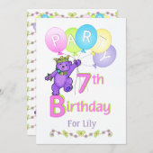 Princess Beer 7th Birthday Party Custom Name Kaart (Voorkant / Achterkant)