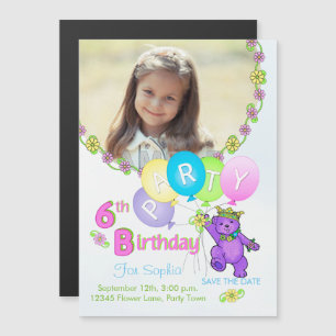 Princess Beer Custom 6e Verjaardag Uitnodiging Magnetische Uitnodiging