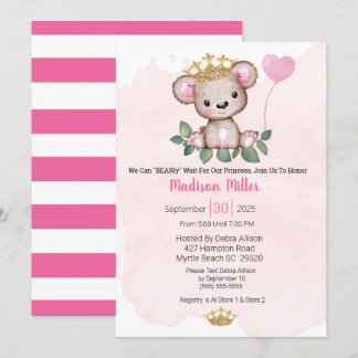 Princess Beer Pink Baby shower Kaart