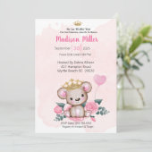 Princess Beer Pink Floral Baby shower Uitnodiging (Staand voorkant)