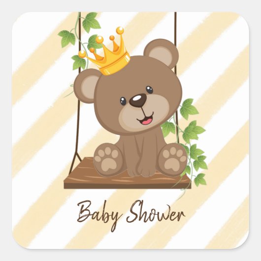 Princess Beer Swing Boy Baby shower Vierkante Sticker (Voorkant)