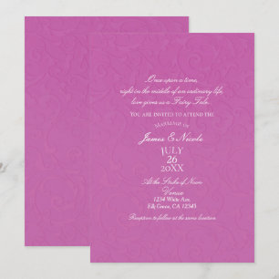 Princess Berry Pink Fairy Tale Damask Wedding Kaart