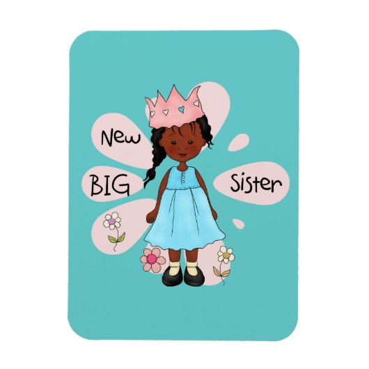 Princess Big Sister African American Magneet (Verticaal)