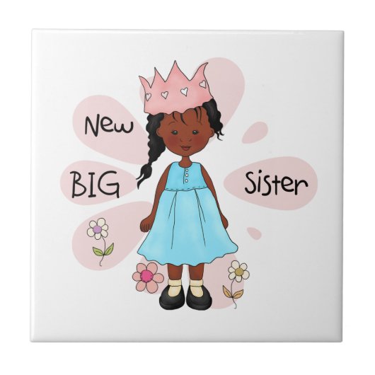 Princess Big Sister African American Tegeltje (Voorkant)