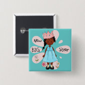 Princess Big Sister African American Vierkante Button 5,1 Cm (Voorkant /achterkant)