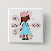 Princess Big Sister African American Vierkante Button 5,1 Cm (Voorkant)