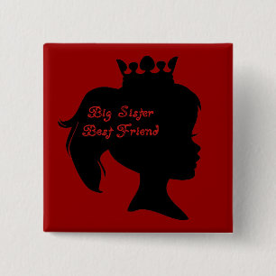 Princess Big Sister Best Friend Vierkante Button 5,1 Cm
