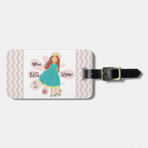 Princess Big Sister Brown Hair Bagagelabel