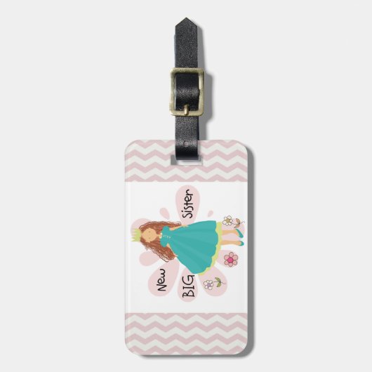 Princess Big Sister Brown Hair Bagagelabel (Voorkant verticaal)
