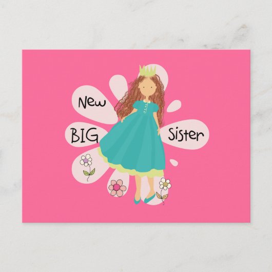 Princess Big Sister Brown Hair Briefkaart (Voorkant)