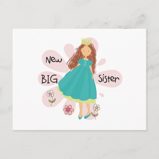 Princess Big Sister Brown Hair Briefkaart (Voorkant)