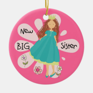 Princess Big Sister Brown Hair Keramisch Ornament