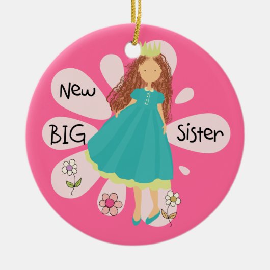 Princess Big Sister Brown Hair Keramisch Ornament (Voorkant)