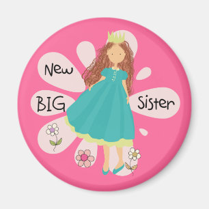 Princess Big Sister Brown Hair Magneet