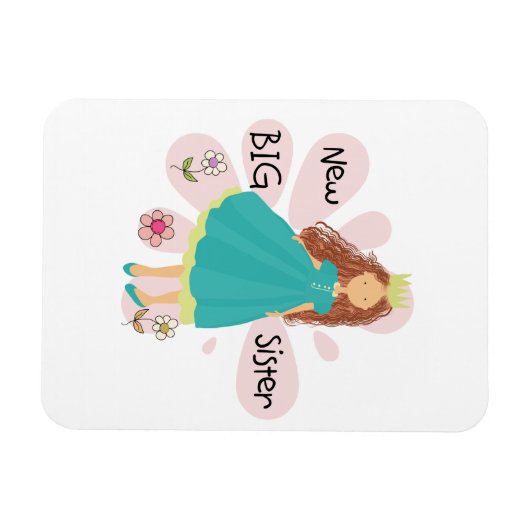 Princess Big Sister Brown Hair Magneet (Horizontaal)
