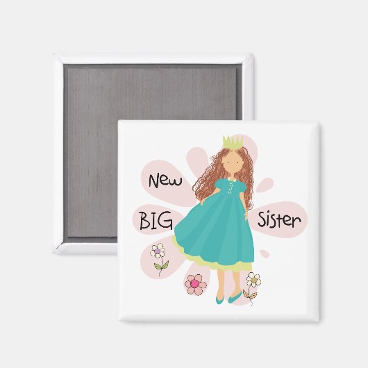 Princess Big Sister Brown Hair Magneet (Voorkant / Achterkant)