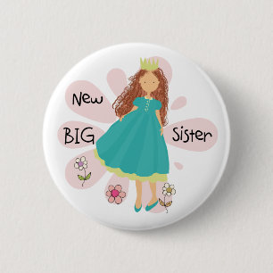 Princess Big Sister Brown Hair Ronde Button 5,7 Cm