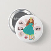 Princess Big Sister Brown Hair Ronde Button 5,7 Cm (Voorkant /achterkant)