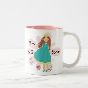 Princess Big Sister Brown Hair Tweekleurige Koffiemok