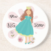 Princess Big Sister Brown Hair Zandsteen Onderzetter (Voorkant)