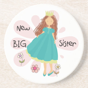 Princess Big Sister Brown Hair Zandsteen Onderzetter