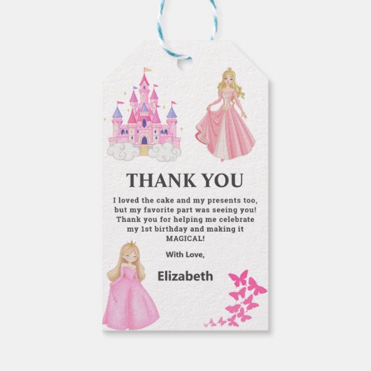 Princess Birthday Cadeaulabel (Achterkant)