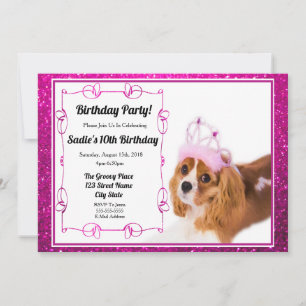 Princess Birthday Cavalier King Charles Invitation Kaart