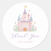 Princess Birthday Enchanted Castle Girls Favor Ronde Sticker (Voorkant)
