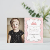 Princess Birthday Foto - Dank u wel Bedankkaart (Staand voorkant)