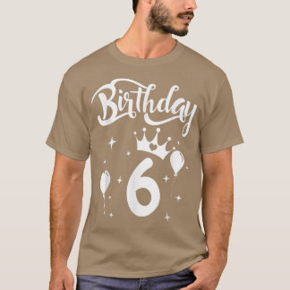 Princess Birthday Girl, 6 jaar oud en prinses T-shirt