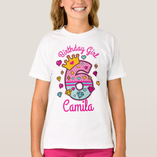 Princess Birthday Girl Zesde kroon nummer T-shirt