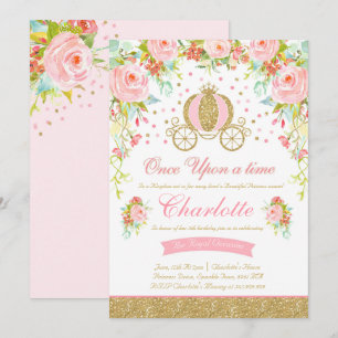 Princess Birthday Invitation Gold Princess Party Kaart