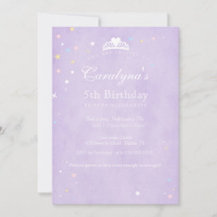 Princess Birthday Invitation Paars Fairy Dust Kaart