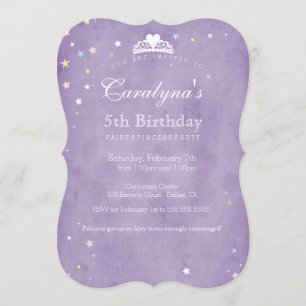 Princess Birthday Invitation Paars Fairy Dust Kaart