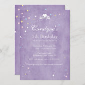 Princess Birthday Invitation Paars Fairy Dust Kaart (Voorkant / Achterkant)