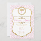 Princess Birthday Invitation Pink & Gold Kaart (Voorkant)